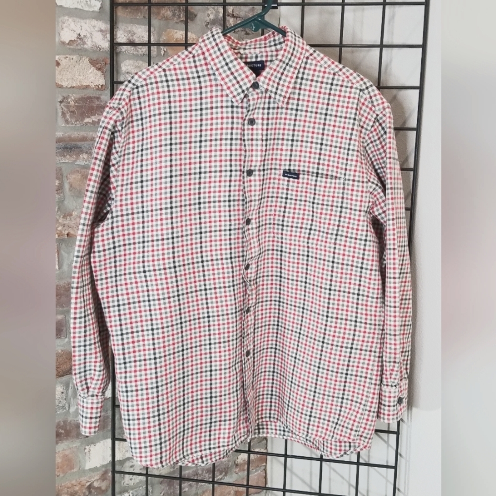 Men's Structure size Large Button up Long sleeve shirt checked